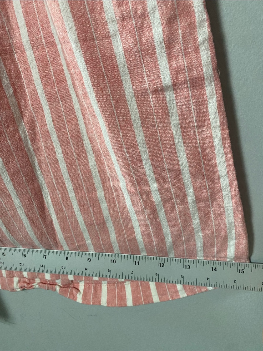 Aerie Pool-To-Party Linen Blend High Waisted Trouser Large Coral White Stripe - Picture 15 of 15